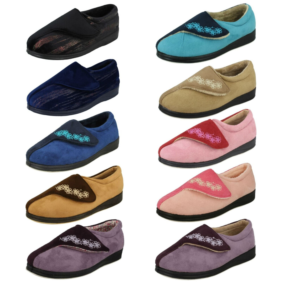 Padders (Black, Uk 5) Ladies Wide Fitting Slippers Hug
