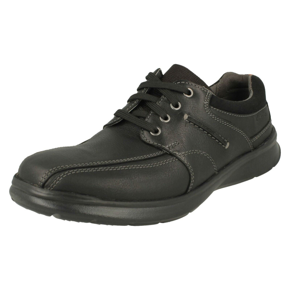 (Black, UK 10.5) Mens Clarks Stitch Detailed Lace Up Shoes Cotrell Walk