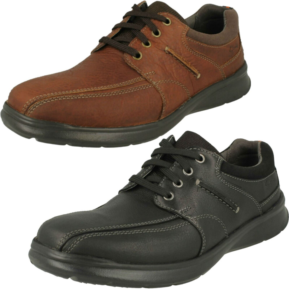 (Black, UK 8) Mens Clarks Stitch Detailed Lace Up Shoes Cotrell Walk