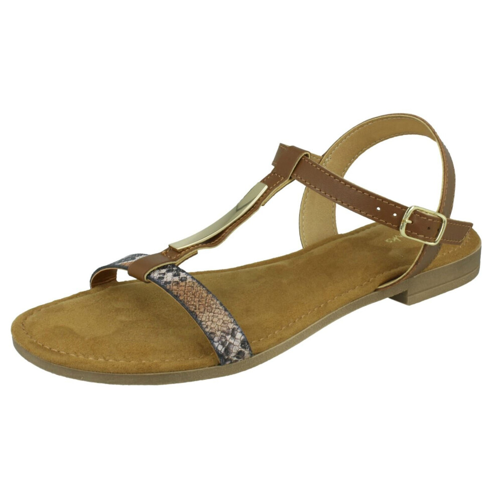 (Tan, UK 7) Ladies Clarks T-Bar Sandals Axelle Ray