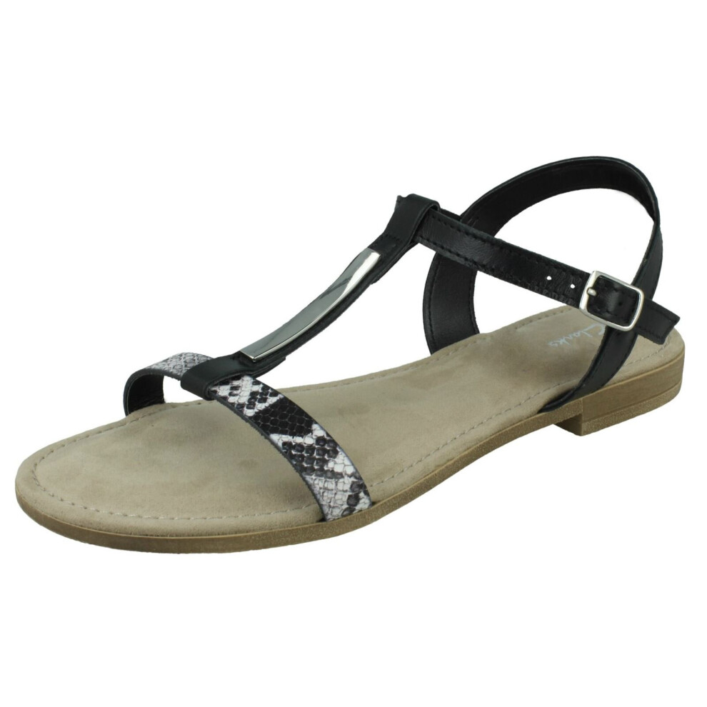 (Black, UK 6) Ladies Clarks T-Bar Sandals Axelle Ray