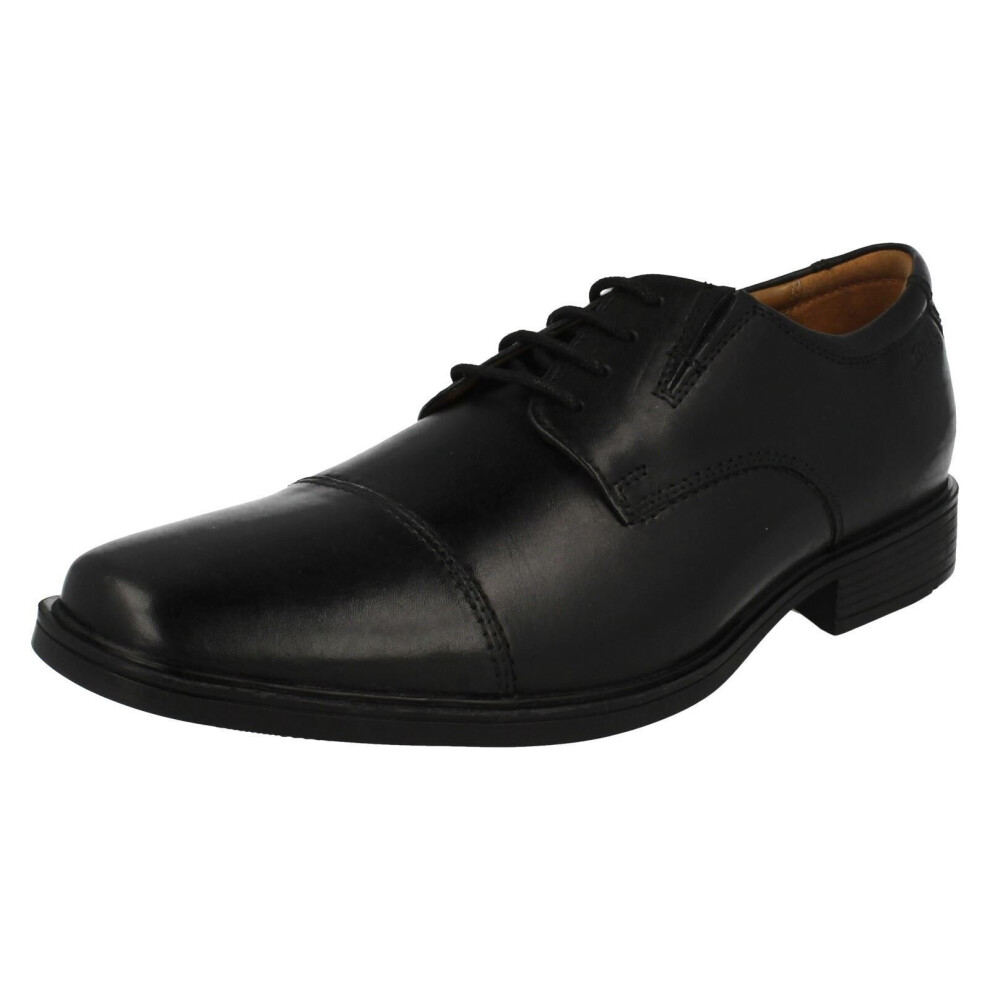 (Black, UK 9) Mens Clarks Formal Lace Up Shoes Tilden Cap
