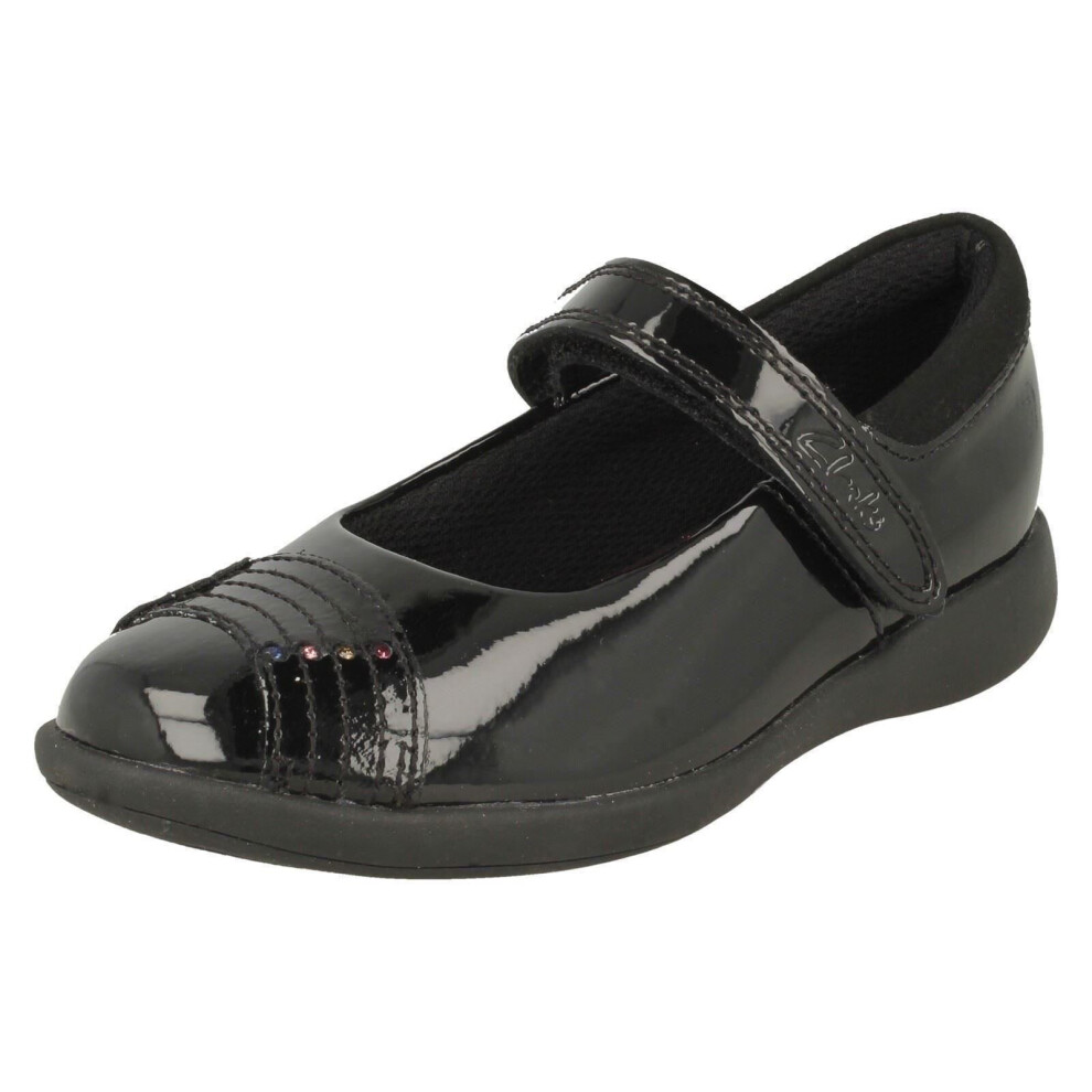 Clarks (, Uk 13 Child) Girls Rainbow Detailed School Shoes Etch Beam Black