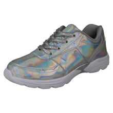 (Silver, UK 13 Child) Girls Spot On Casual Hologram Trainers