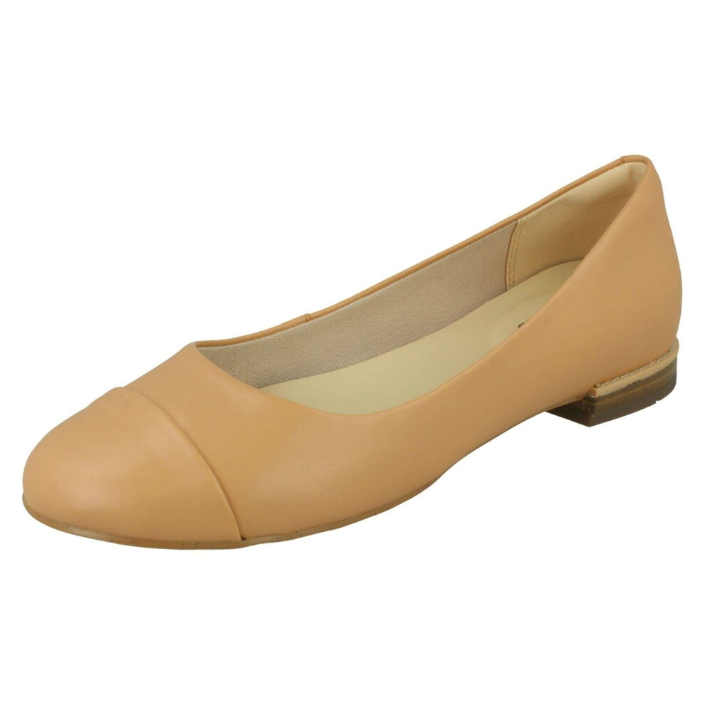 (Tan, UK 7) Ladies Clarks Flat Ballerina Shoes Festival Gold