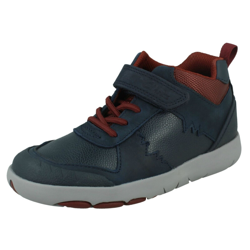 (Navy, UK 11.5 Child) Boys Clarks Casual Hi-Top Trainers Rex Park K