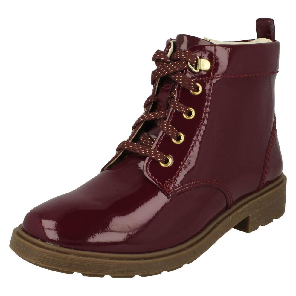 Clarks (, Uk 12.5 Child) Girls Lace Up Detailed Ankle Boots Astrol Lace Purple