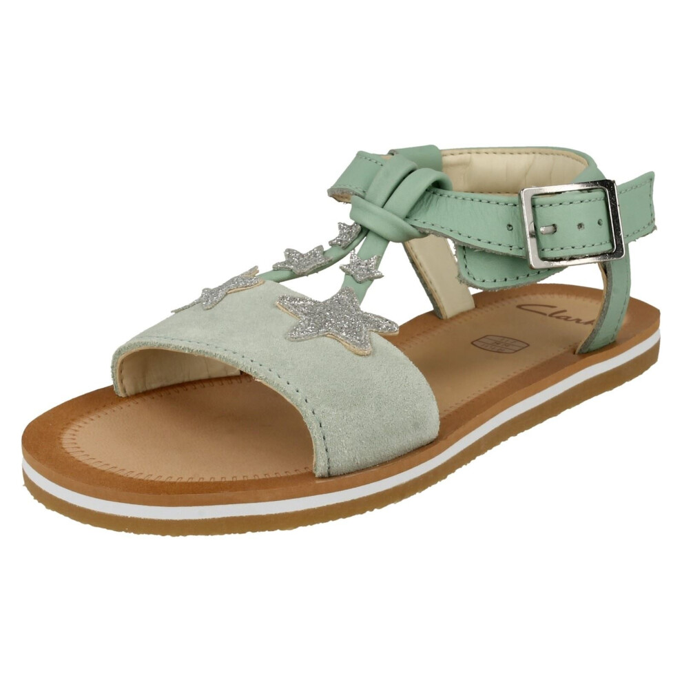 Clarks (, Uk 10.5 Child) Girls Star Detailed Sandals Finch Summer K Green