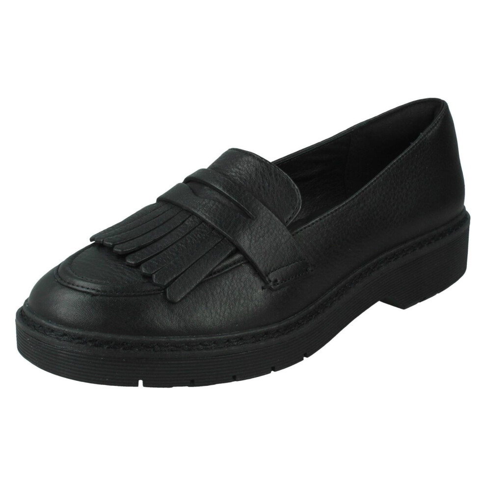 (Black, UK 8) Ladies Clarks Loafer Shoes Witcombe Dawn