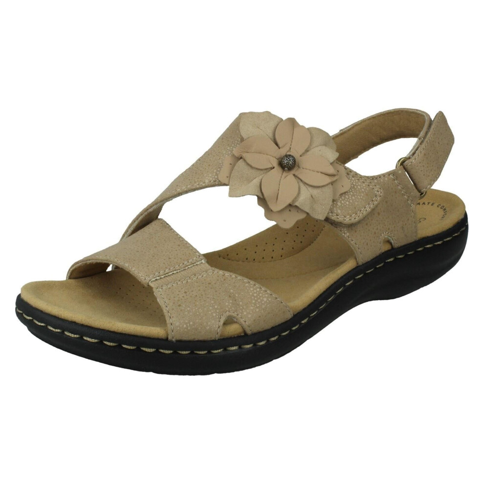 (Beige, UK 6.5) Ladies Clarks Slingback Sandals With Flower Detail Laurieann Bea