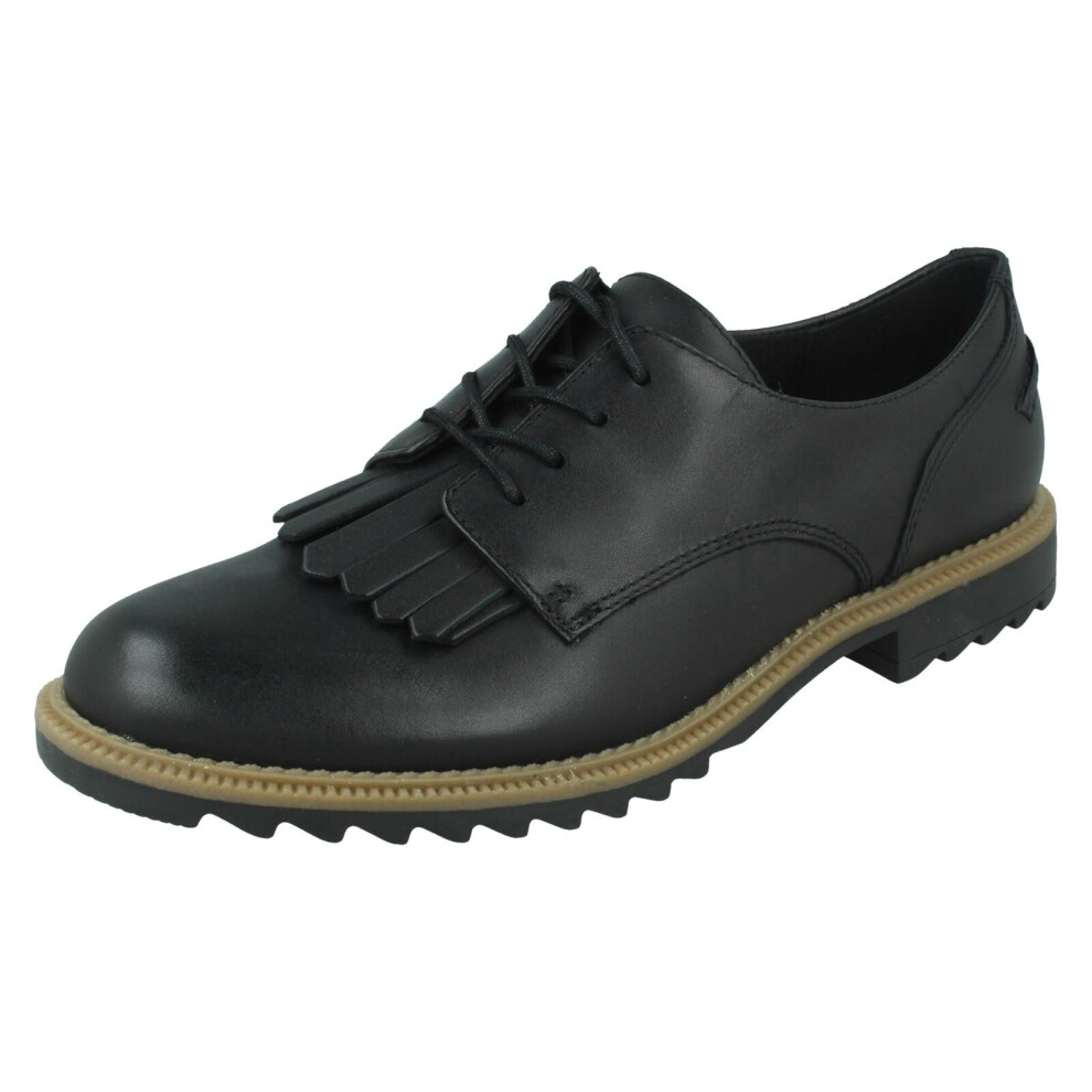 (Black, UK 4.5) Ladies Clarks Lace Up Smart Shoes Griffin Mabel