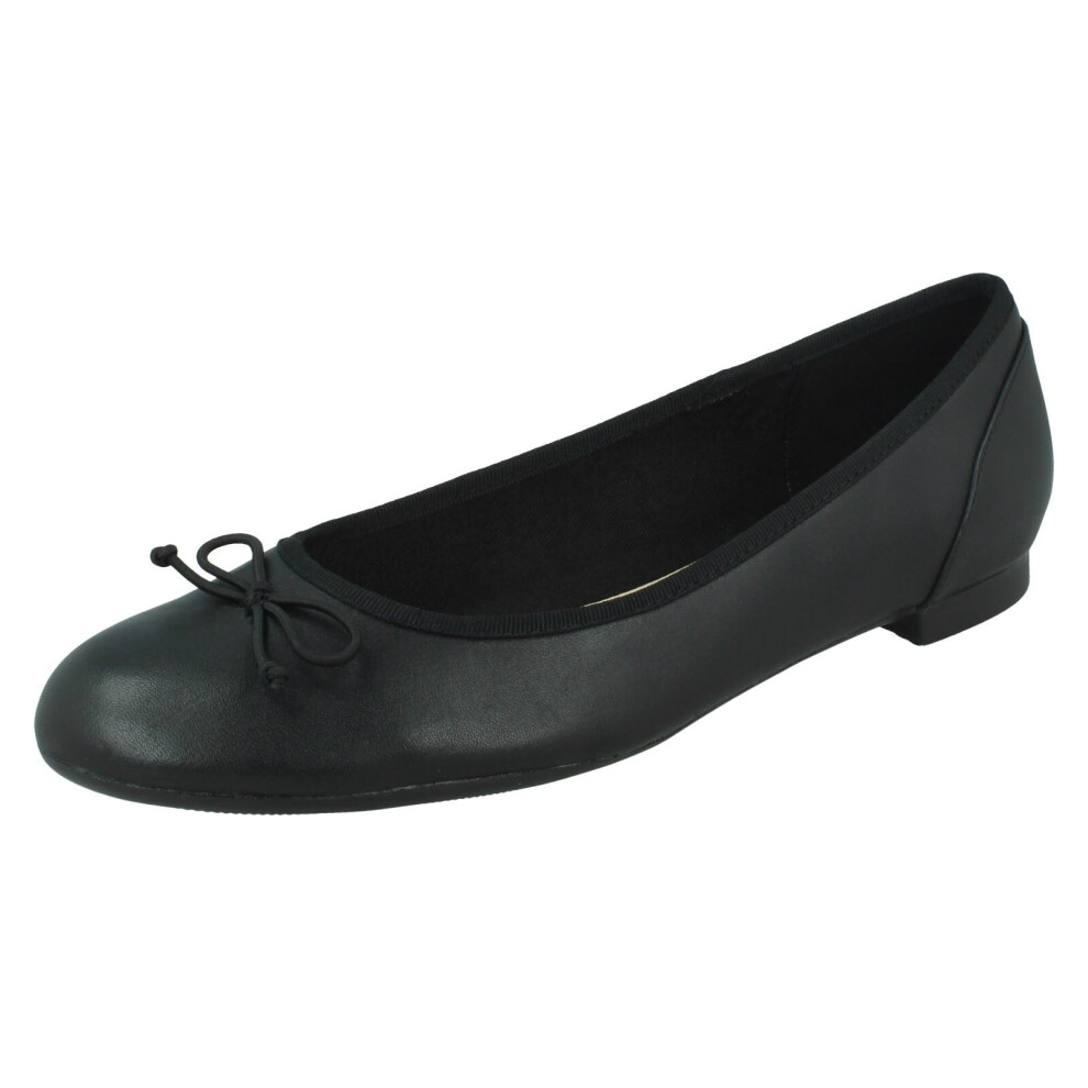 (Black Leather, UK 9) Ladies Clarks Ballerina Style Flats Couture Bloom