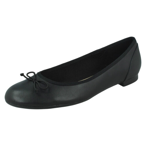 Clarks (Black Leather, UK 8) Ladies Clarks Ballerina Style Flats Couture Bloom