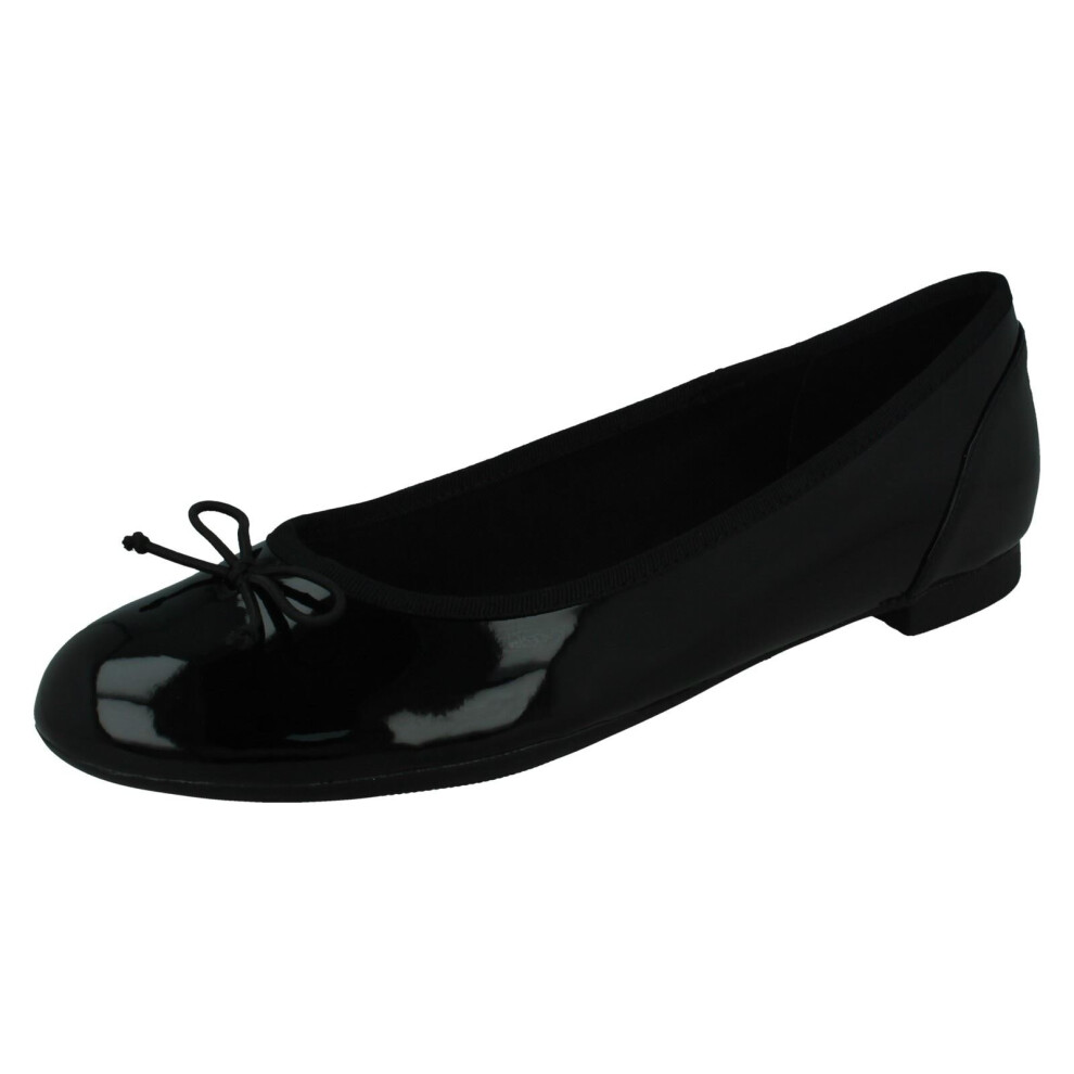 (Black Patent, UK 7) Ladies Clarks Ballerina Style Flats Couture Bloom