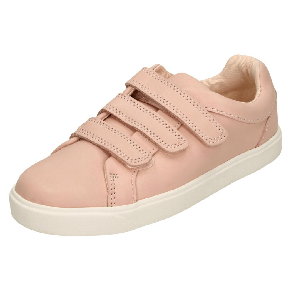 (Pink, UK 11 Child) Childrens Unisex Clarks Hook & Loop Trainers City Oasis Lo K