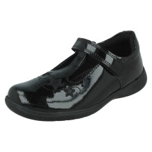 (Black, UK 11.5 Child) Girls Startrite T-Bar School Shoes Star Jump