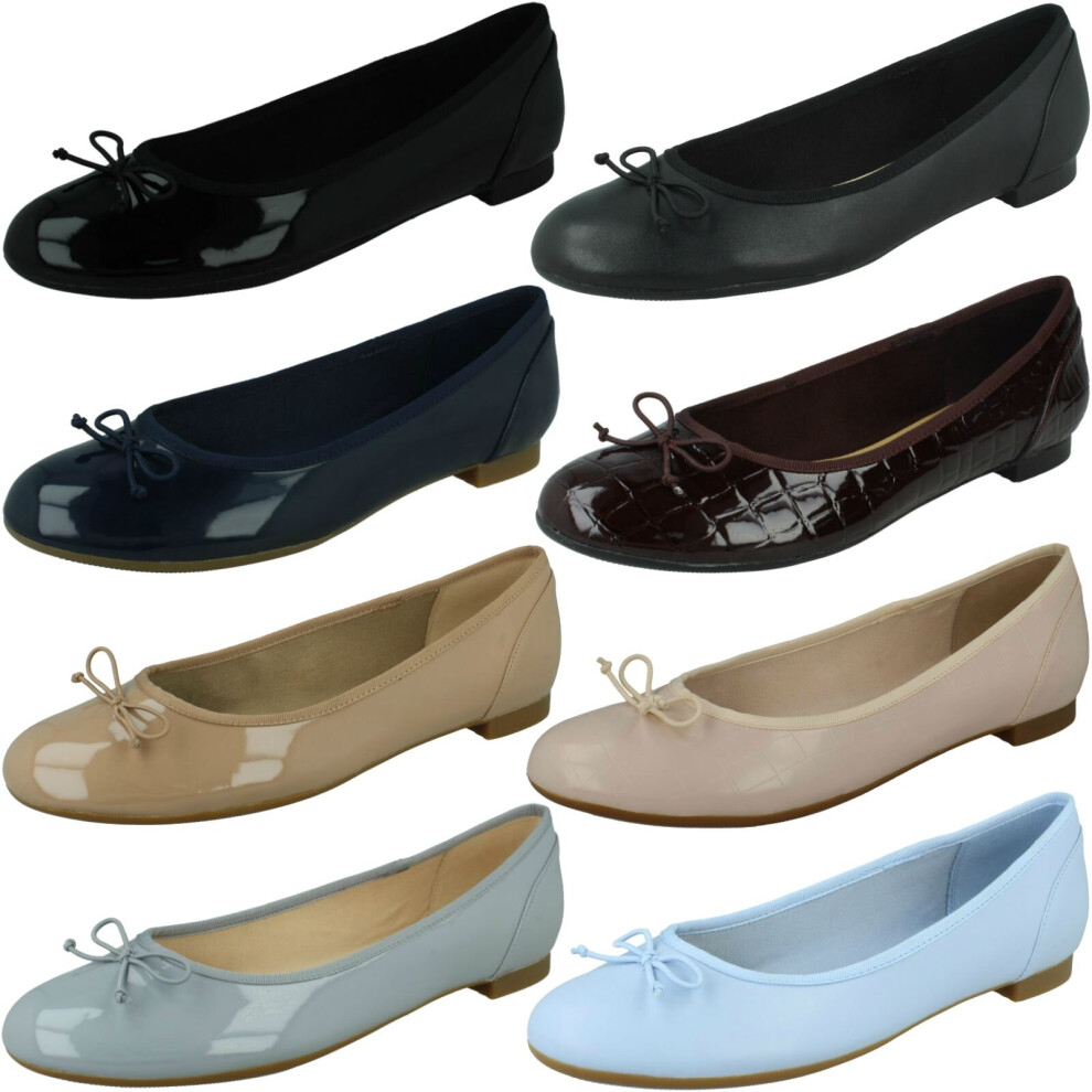 (Black Leather, UK 4) Ladies Clarks Ballerina Style Flats Couture Bloom