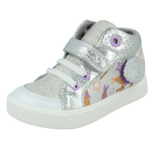 (Silver, UK 6.5 Infant) Childrens Clarks Casual Hi-Top Trainers City Pop - Silver Combi Textile - UK Size 5.5F - EU Size 22 - US Size 6M