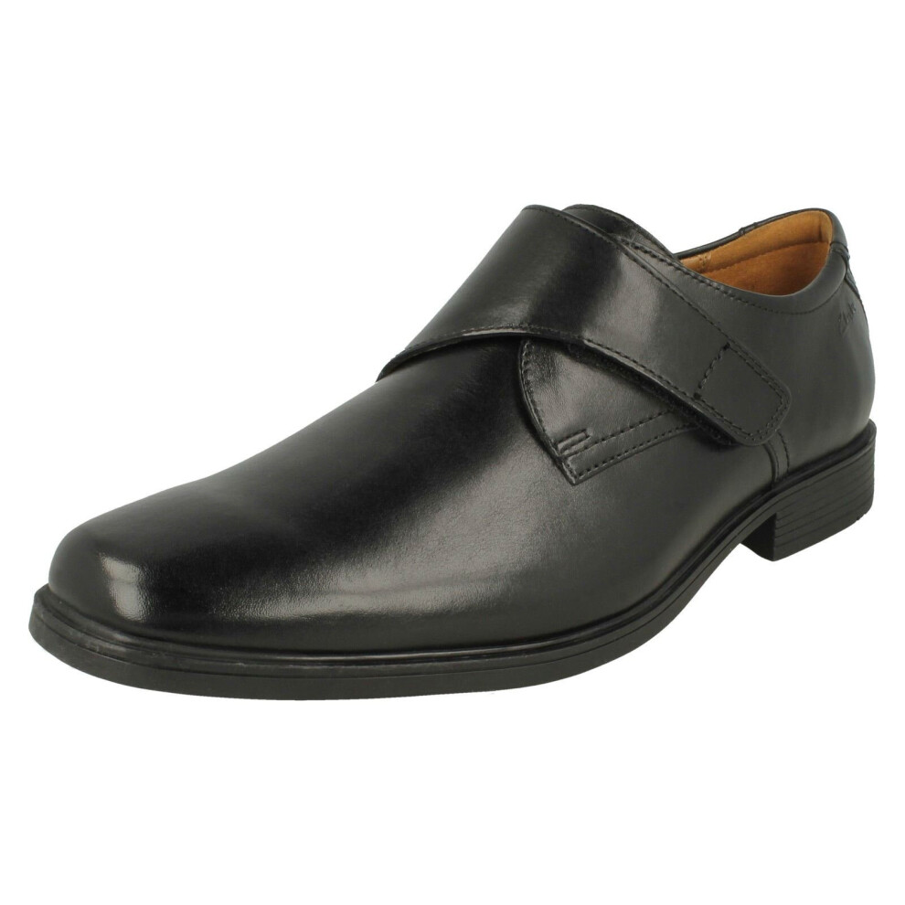 (Black, UK 7) Mens Clarks Smart Hook and Loop Fastening Shoes Tilden Strap