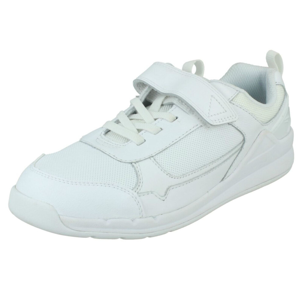 (White, UK 4 Child) Boys Clarks Lace Detailed Casual Trainers Orbit Sprint Y