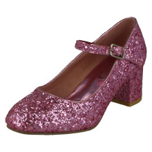 (Pink, UK 11 Child) Girls Spot On Heeled Sparkly Dolly Shoes