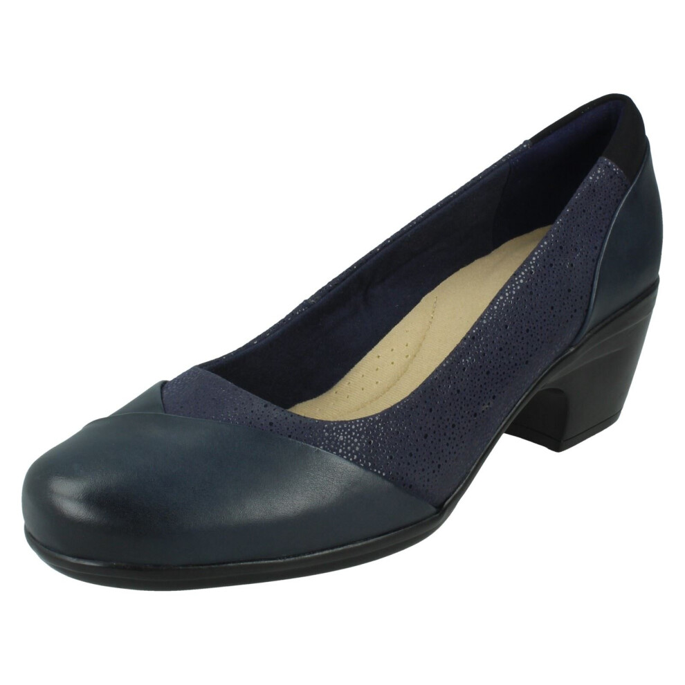 (Navy, UK 6) Ladies Clarks Court Shoes Emily Alexa - Black Combi Leather - UK Size 4.5D - EU Size 37.5 - US Size 7M