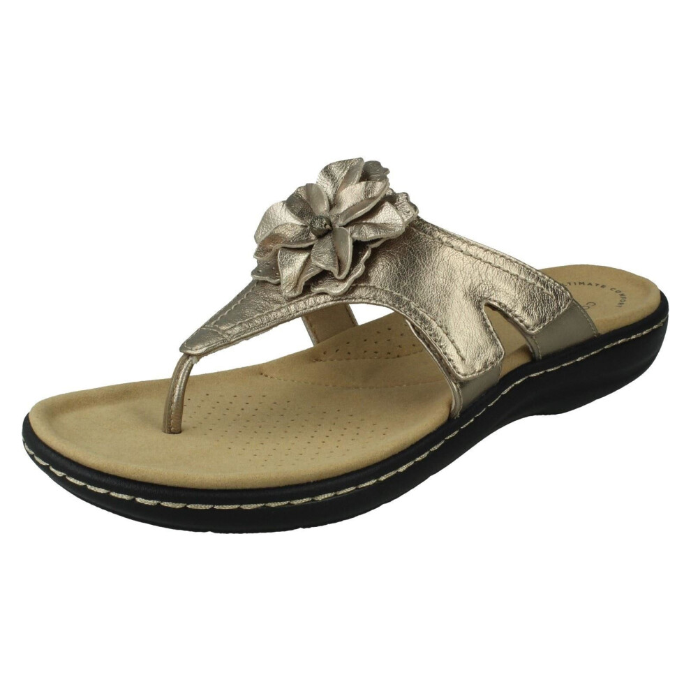 (Metallic, UK 8) Ladies Clarks Backless Toe-Post Sandals Laurieann Gema