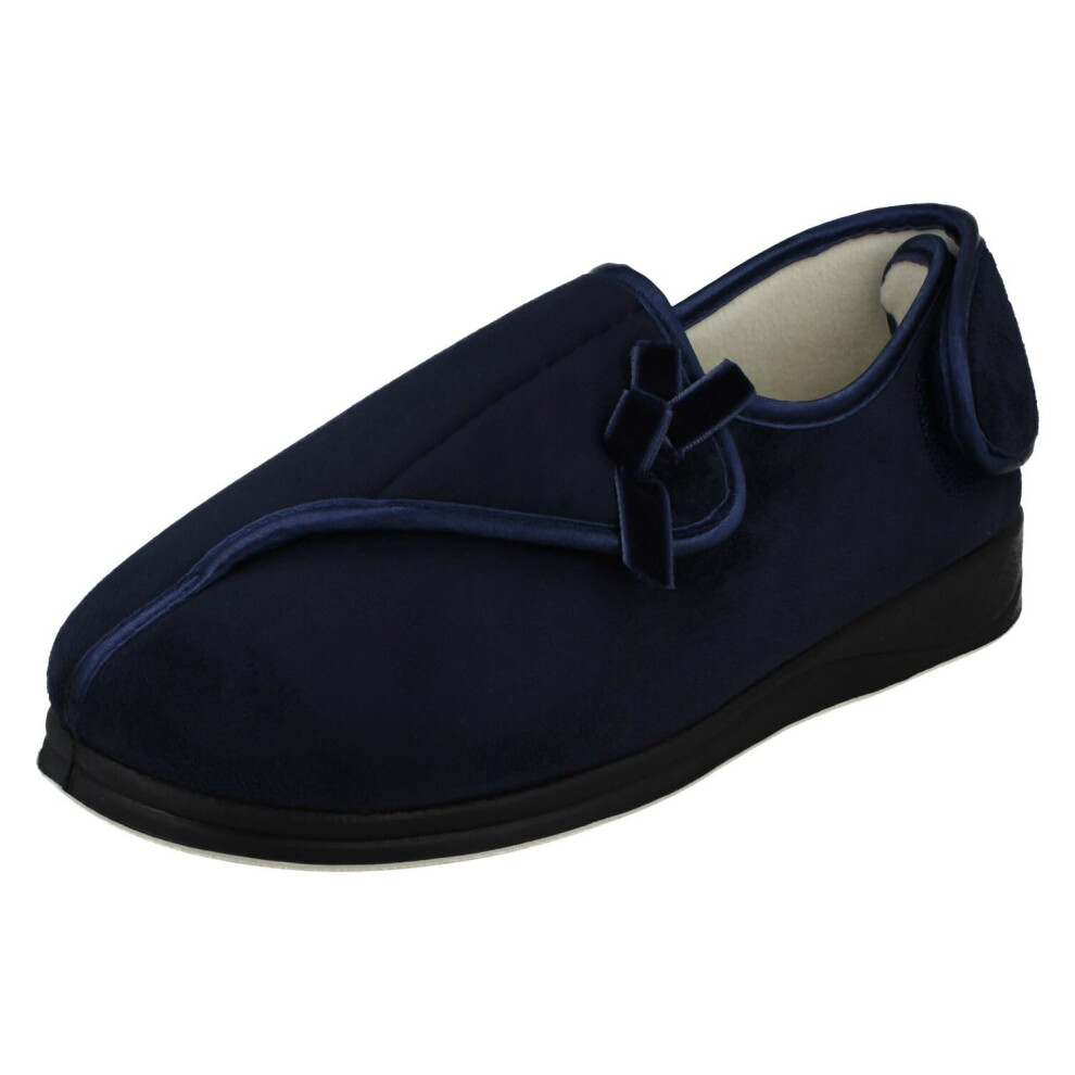 Padders (Blue, Uk 3) Ladies Hook And Loop Comfort Slippers Penny