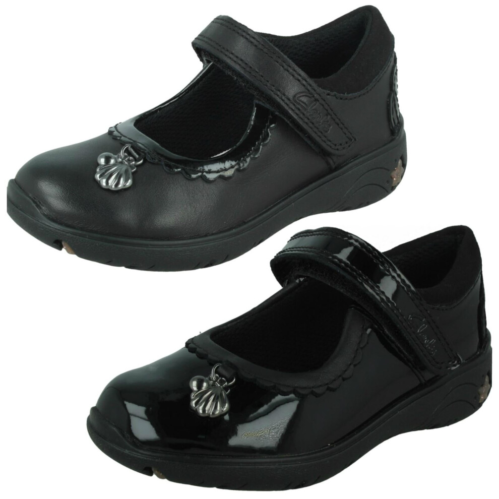 (Black, UK 7.5 Infant) Girls Clarks Formal School Shoes Sea Shimmer T