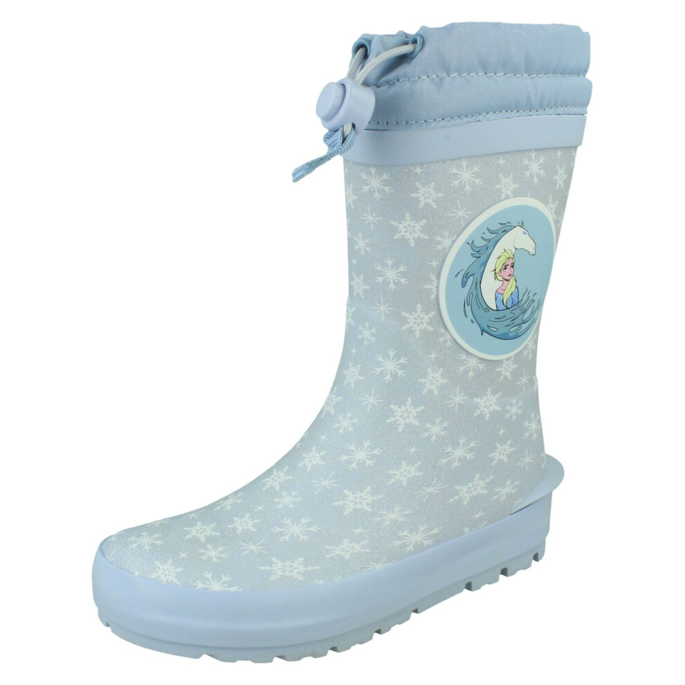 (Blue, UK 2 Child) Girls Clarks Disney Frozen II Wellingtons Mudder Frost