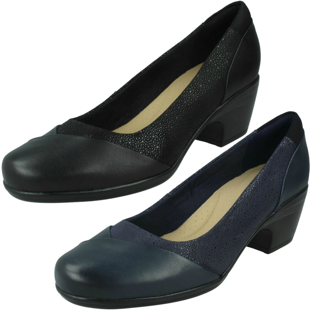 Ladies Clarks Court Shoes Emily Alexa Black Combi Leather UK Size 4.5D EU Size 37.5 US Size 7M on OnBuy