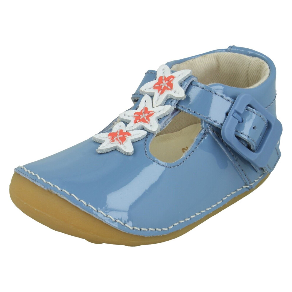 (Blue, UK 4 Infant) Girls Clarks Casual First Shoes Tiny Flower