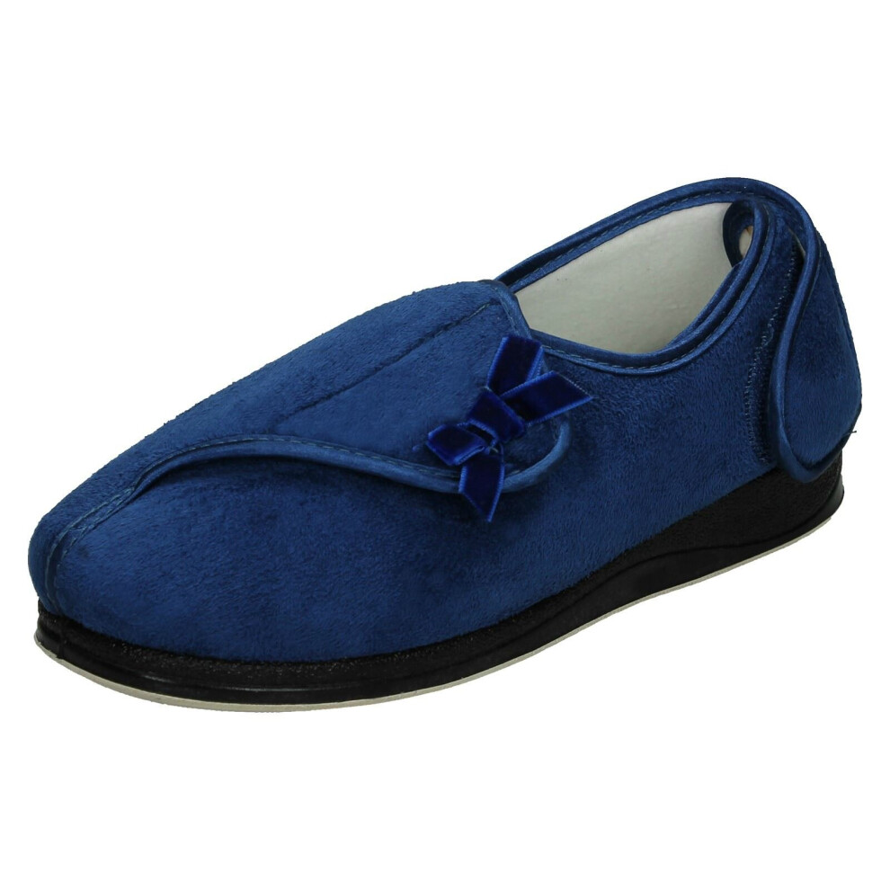 Padders (Blue, Uk 9) Ladies Hook And Loop Comfort Slippers Penny
