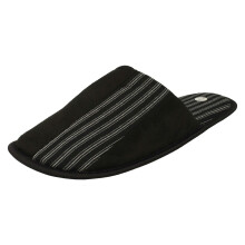 (Navy, UK 7) Mens Spot On Stripy Mule Slippers X2118