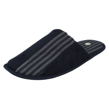 (Navy, UK 8) Mens Spot On Stripy Mule Slippers X2118