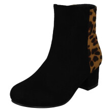 (Black, UK 10 Child) Girls Spot On Mid Heel Ankle Boots H5088