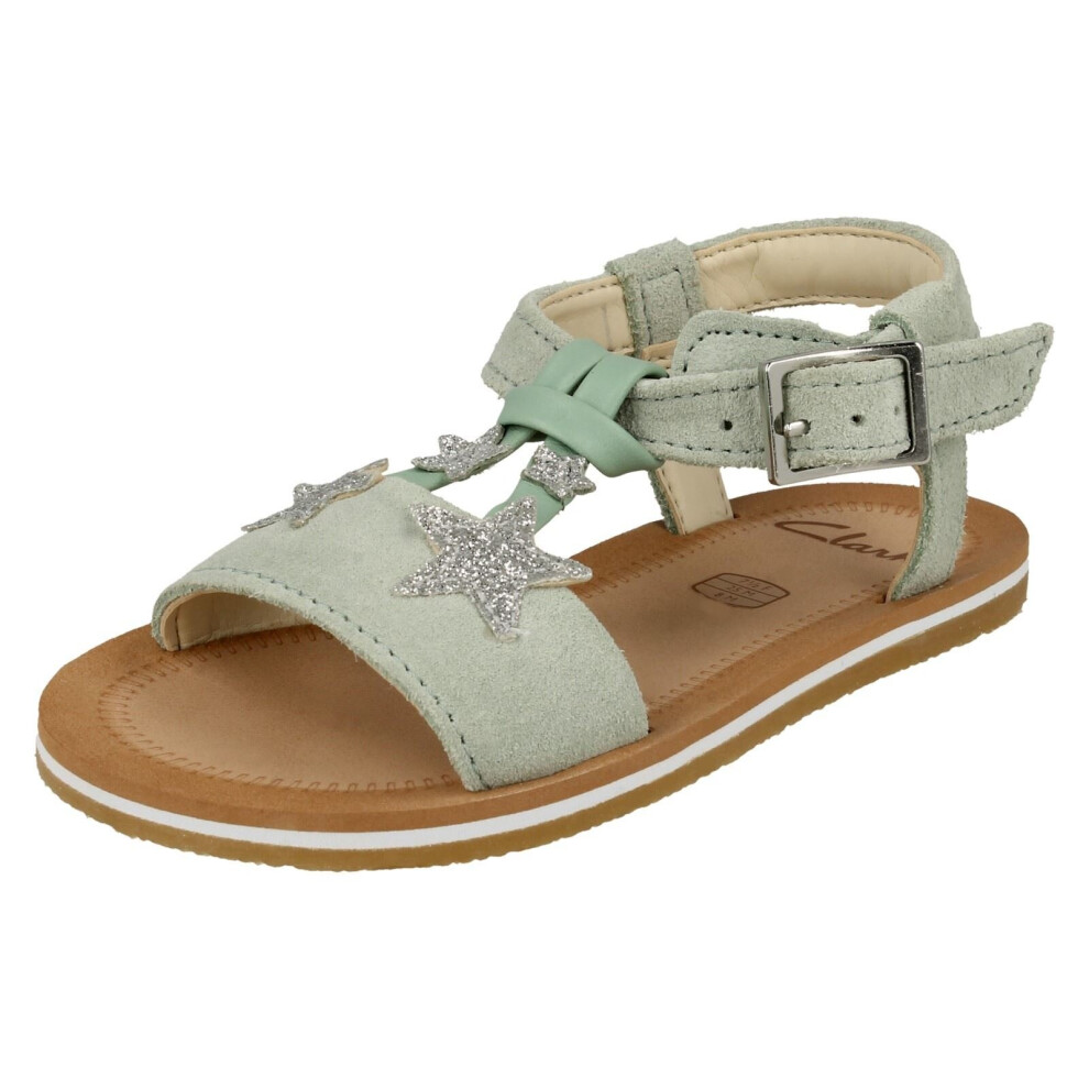 (White, UK 7 Infant) Girls Clarks Star Detailed Strappy Sandals Finch Summer T