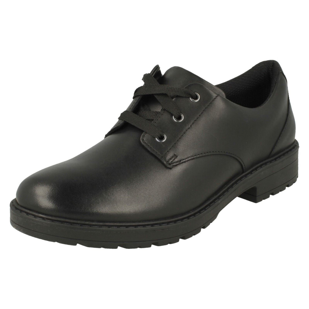 (Black, UK 3.5 Child) Girls Clarks Lace Up School Shoes Dempster Lace Y