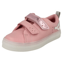 (Pink, UK 5.5 Infant) Girls Clarks Mermaid Detailed Light Up Shoes Flare Shell Lo T - Pink Leather - UK Size 5.5G - EU Size 22 - US Size 6W