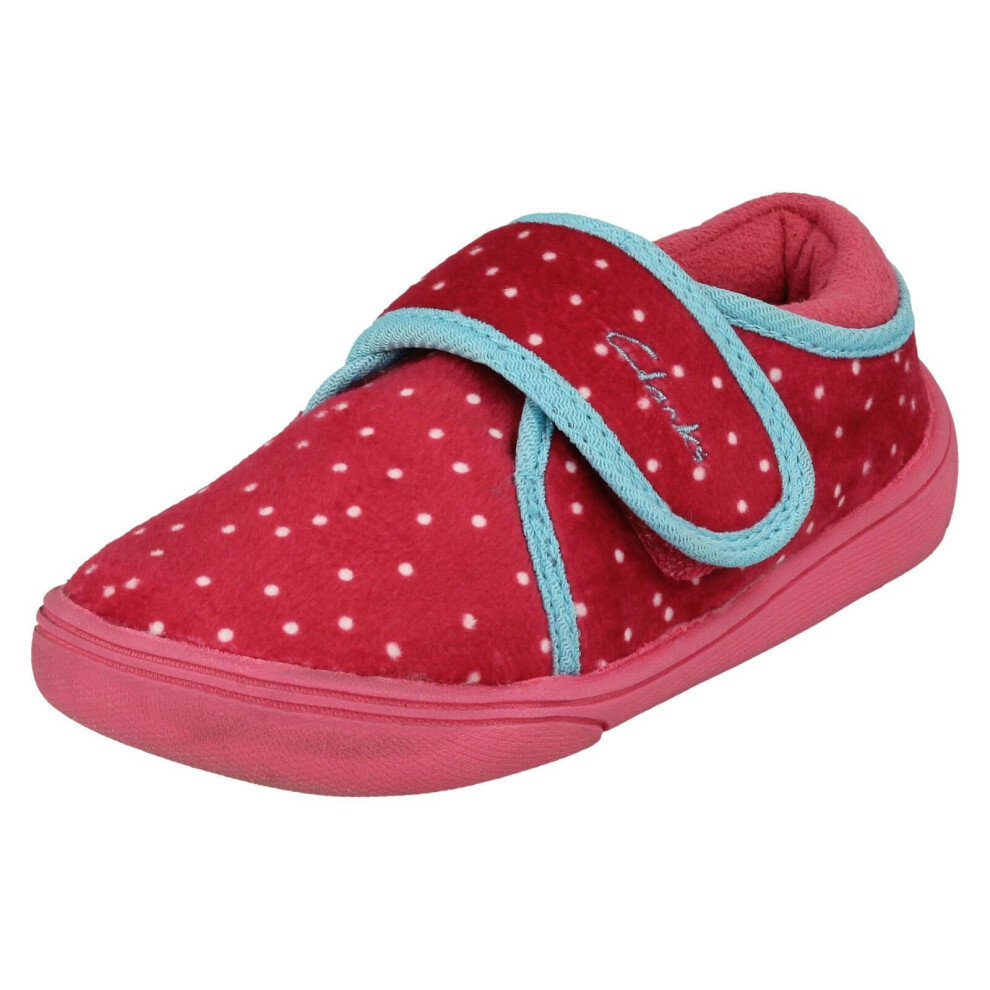 (Pink, UK 6.5 Infant) Childrens Clarks Patterned Slippers Holmly Rest T