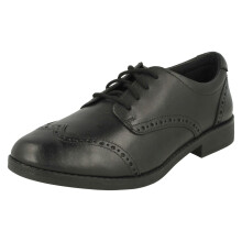 (Black, UK 6.5 Child) Girls Clarks Lace Up Brogue School Shoes Aubrie Craft Y
