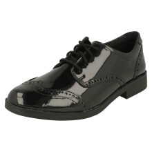 (Black, UK 7 Child) Girls Clarks Lace Up Brogue School Shoes Aubrie Craft Y