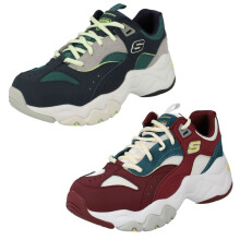 (Burgundy, UK 3.5) Ladies D'Lites 3.0 By Skechers Lace Up Trainers Ocean Cloud