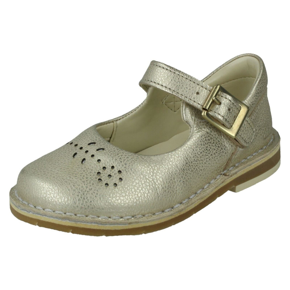 (Gold, UK 8 Child) Girls Clarks Mary Jane Shoes Comet Play