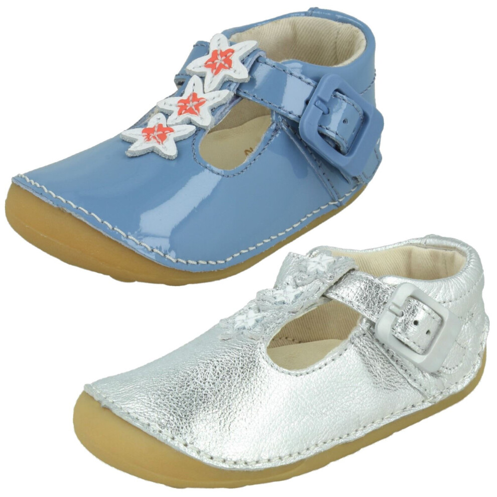 (Blue, UK 2.5 Infant) Girls Clarks Casual First Shoes Tiny Flower