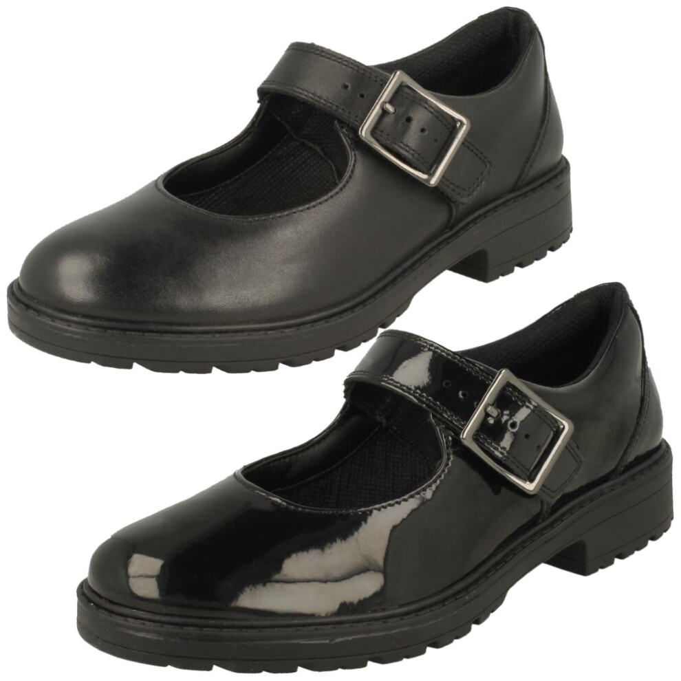 (Black, UK 3.5 Child) Girls Clarks Mary Jane Style Shoes Loxham Walk Y