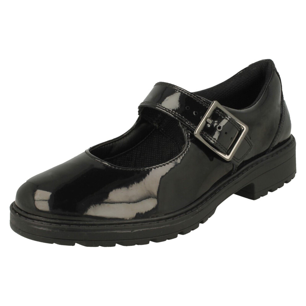 (Black, UK 4.5 Child) Girls Clarks Mary Jane Style Shoes Loxham Walk Y