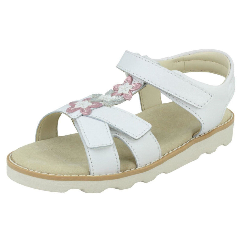 (Pink, UK 5 Infant) Girls Clarks Casual Sandals Crown Flower