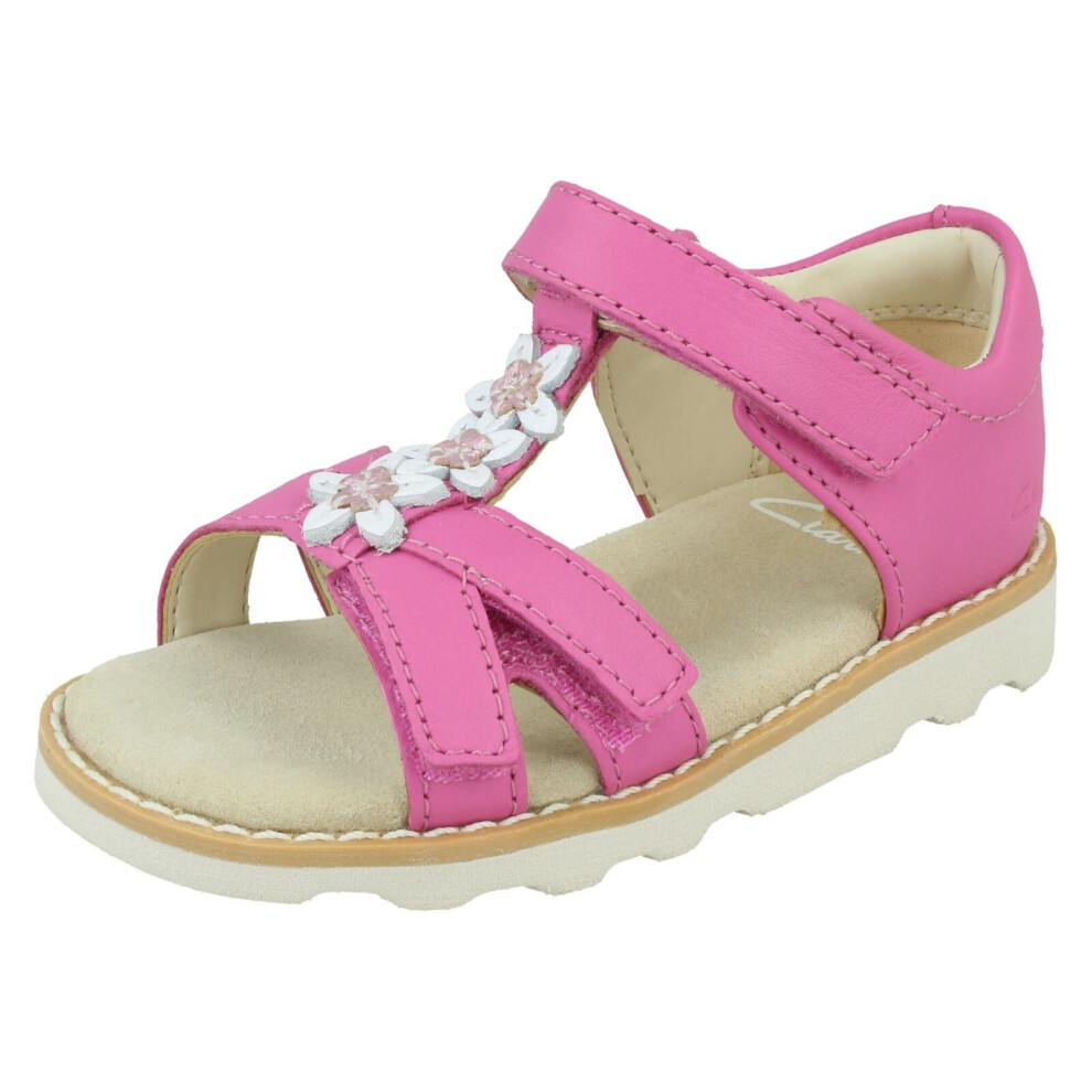 (Pink, UK 8 Child) Girls Clarks Casual Sandals Crown Flower