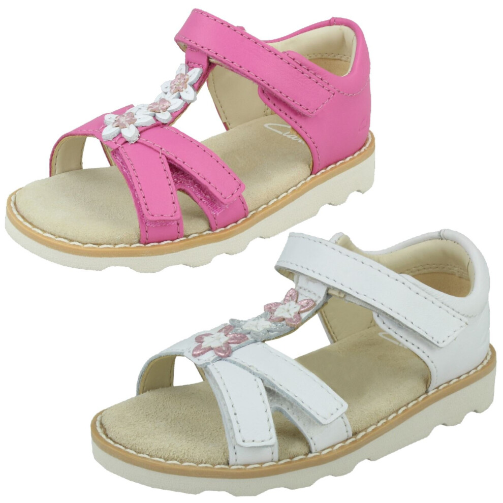 (Pink, UK 5.5 Infant) Girls Clarks Casual Sandals Crown Flower